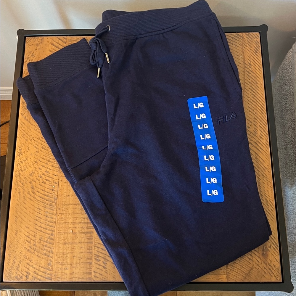 Fila Men's Grey Sweatpants with White Logo / XL